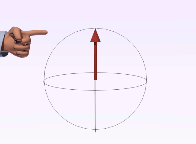 By modifying and reading the state of the
spin of an electron (indicated here by an arrow), we now store
information not in two positions, like those of a switch, but rather in a
multitude of positions that can be modified and read by quantum
technologies based on laser light and microwaves.(Image : Qubit resonant par Salelder sous licence CC BY-SA 4.0)
